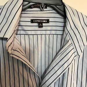 Men’s long sleeve button down blue stripe express size XL 17 17.5 express1mx
